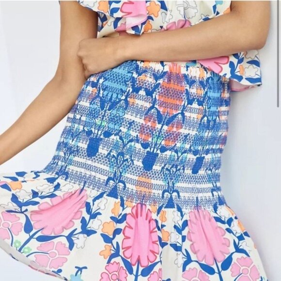 NEW 𝅺ANTHROPOLOGIE Plenty by Tracy Reese Flounced Smocked Floral Mini Skirt XS - Picture 2 of 7